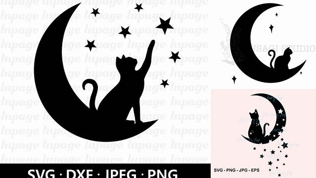 23+ Black Cat Svg Cat Moon Svg