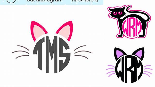 Cat Monogram SVG Files Cat Monogram Frames Digital Download | Etsy