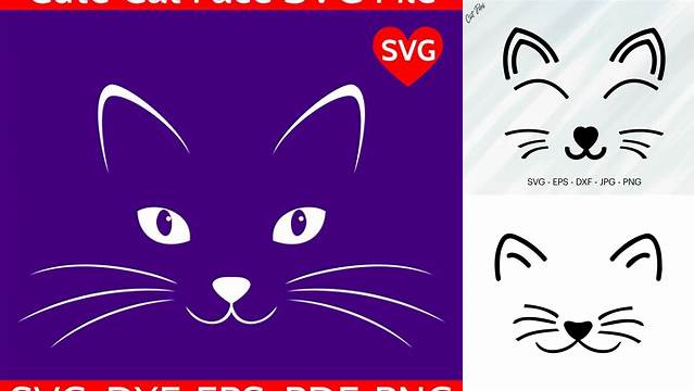 Cat Face SVG File for Cricut and Silhouette Paper, Silhouette Cameo