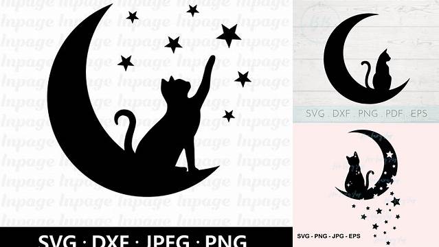 Cat and Moon Silhouette SVG File - Etsy Australia