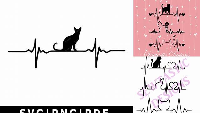 Cat EKG Heartbeat Cut File, Cricut, MTC, Silhouette, ScanNCut, SVG by