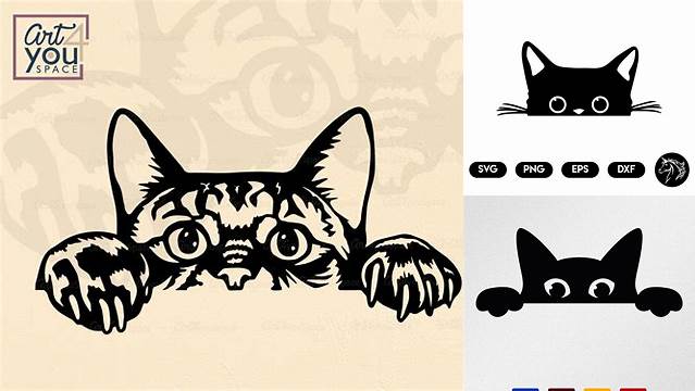 Funny Cat SVG Files for Cricut Cute Peeking Pet Face Clipart - Etsy