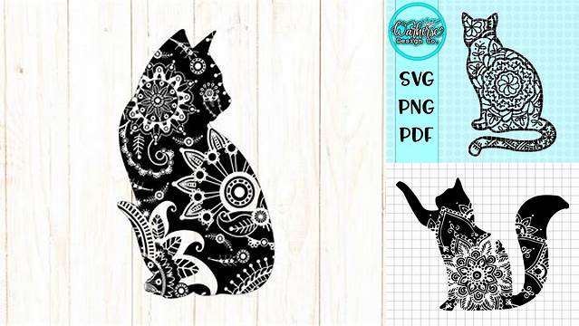 Mandala cat svg | Etsy