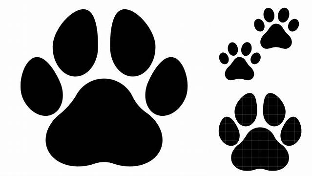 Cats Paw Print Clip Art / Dog Paw Print Silhouette Graphic By