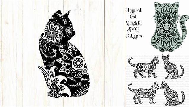 Mandala Cat Svg For Silhouette - Layered SVG Cut File