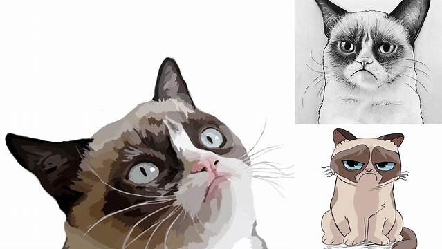 Vector drawing of grumpy cat | Free SVG